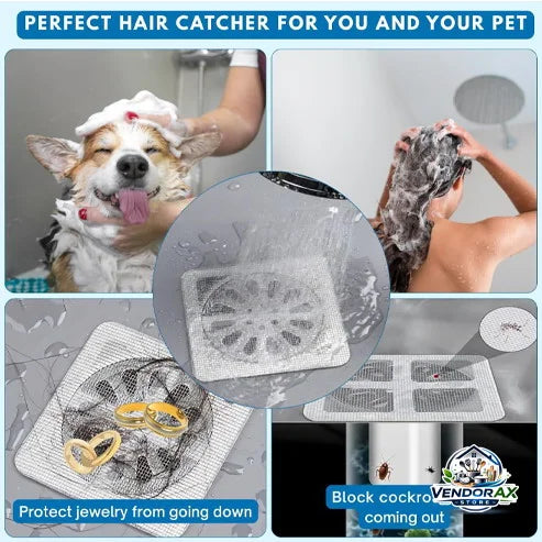 10 PCS Drain Hair Catcher Stickers – Disposable Sink & Shower Drain Filters