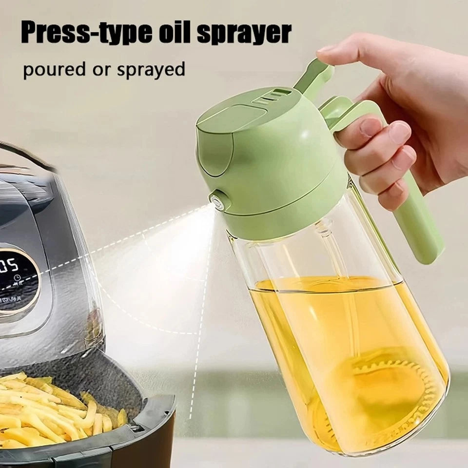 2-in-1 Press Type Oil Sprayer Bottle – Pour & Spray Kitchen Oil Dispenser